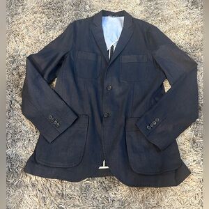 Billy Reid Navy Cotton Linen 44L Blazer Sport Jacket